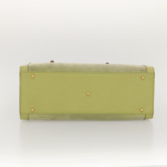 GUCCI Bamboo Hand Bag Suede Leather Lime Green Gold 002 123 002 123 - Picture 9 of 13